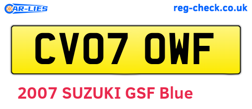 CV07OWF are the vehicle registration plates.
