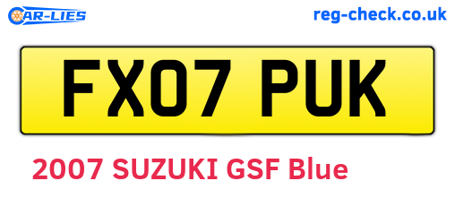FX07PUK are the vehicle registration plates.
