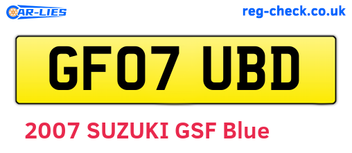 GF07UBD are the vehicle registration plates.