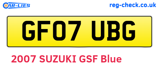 GF07UBG are the vehicle registration plates.