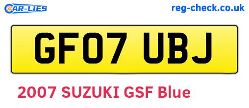 GF07UBJ are the vehicle registration plates.