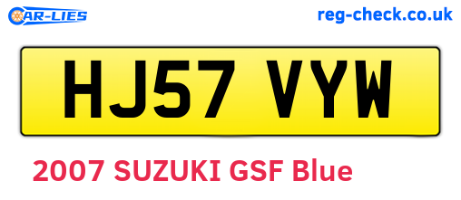 HJ57VYW are the vehicle registration plates.