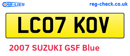 LC07KOV are the vehicle registration plates.