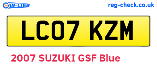 LC07KZM are the vehicle registration plates.