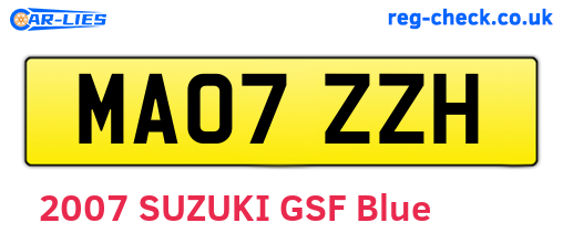 MA07ZZH are the vehicle registration plates.