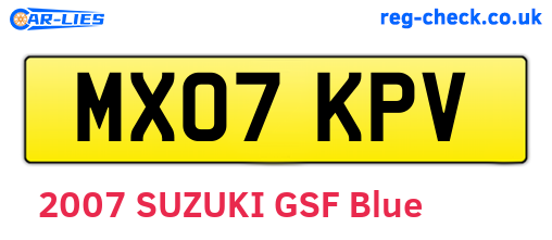 MX07KPV are the vehicle registration plates.