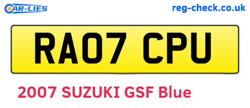 RA07CPU are the vehicle registration plates.