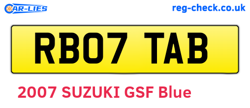 RB07TAB are the vehicle registration plates.