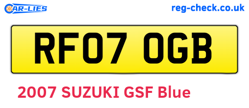 RF07OGB are the vehicle registration plates.