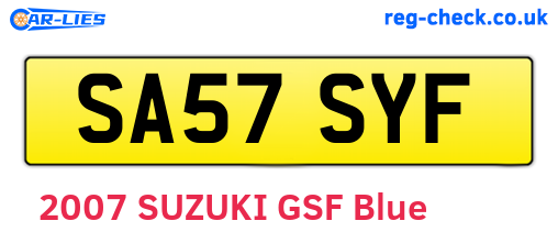 SA57SYF are the vehicle registration plates.