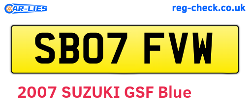 SB07FVW are the vehicle registration plates.