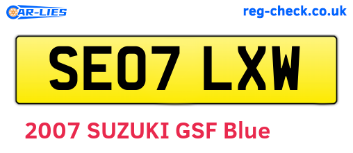 SE07LXW are the vehicle registration plates.