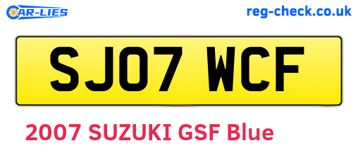 SJ07WCF are the vehicle registration plates.