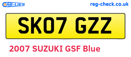 SK07GZZ are the vehicle registration plates.