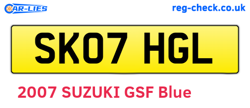 SK07HGL are the vehicle registration plates.