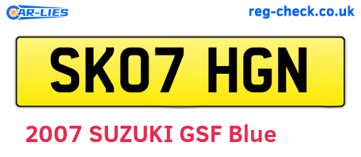 SK07HGN are the vehicle registration plates.