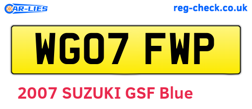 WG07FWP are the vehicle registration plates.