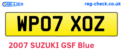 WP07XOZ are the vehicle registration plates.