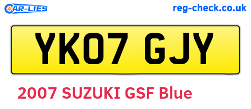 YK07GJY are the vehicle registration plates.
