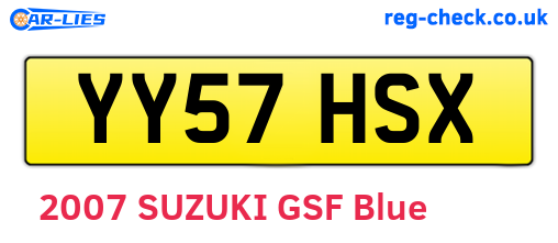 YY57HSX are the vehicle registration plates.