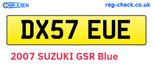DX57EUE are the vehicle registration plates.