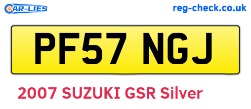 PF57NGJ are the vehicle registration plates.
