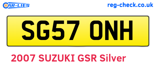 SG57ONH are the vehicle registration plates.