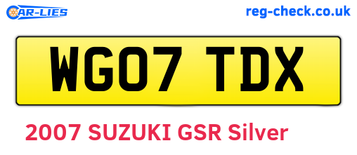WG07TDX are the vehicle registration plates.