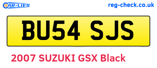 BU54SJS are the vehicle registration plates.