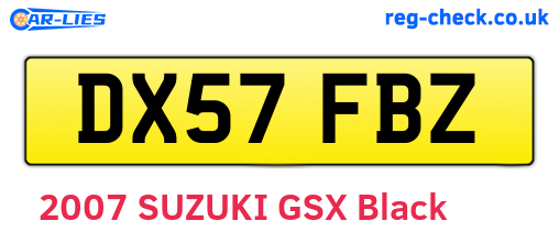 DX57FBZ are the vehicle registration plates.