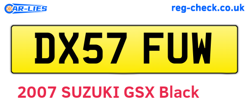 DX57FUW are the vehicle registration plates.