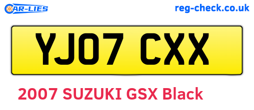 YJ07CXX are the vehicle registration plates.