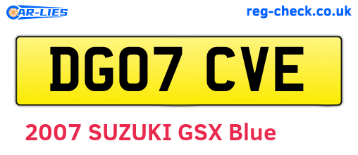 DG07CVE are the vehicle registration plates.