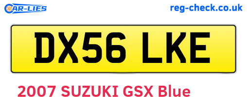 DX56LKE are the vehicle registration plates.