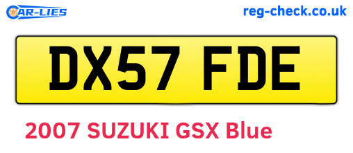 DX57FDE are the vehicle registration plates.