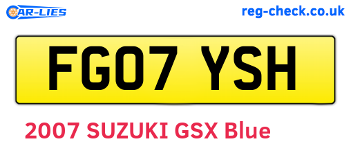 FG07YSH are the vehicle registration plates.