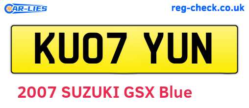 KU07YUN are the vehicle registration plates.