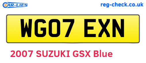 WG07EXN are the vehicle registration plates.