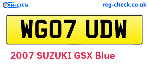 WG07UDW are the vehicle registration plates.