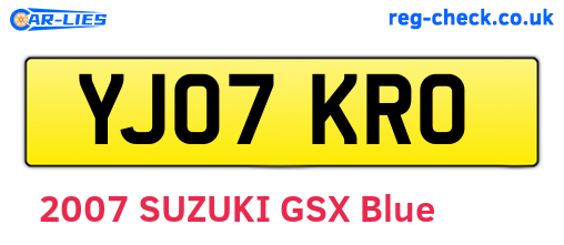YJ07KRO are the vehicle registration plates.
