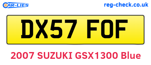 DX57FOF are the vehicle registration plates.