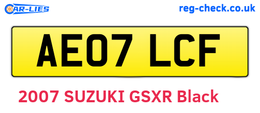 AE07LCF are the vehicle registration plates.