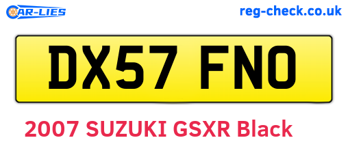 DX57FNO are the vehicle registration plates.