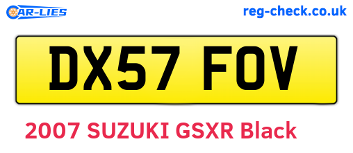DX57FOV are the vehicle registration plates.
