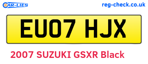 EU07HJX are the vehicle registration plates.