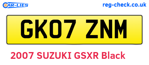 GK07ZNM are the vehicle registration plates.