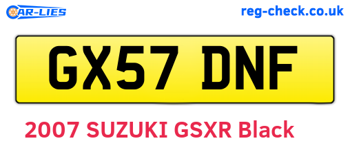 GX57DNF are the vehicle registration plates.