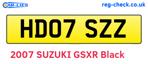 HD07SZZ are the vehicle registration plates.