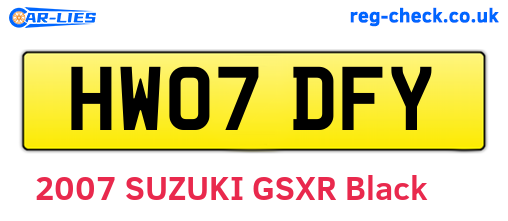 HW07DFY are the vehicle registration plates.
