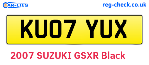 KU07YUX are the vehicle registration plates.
